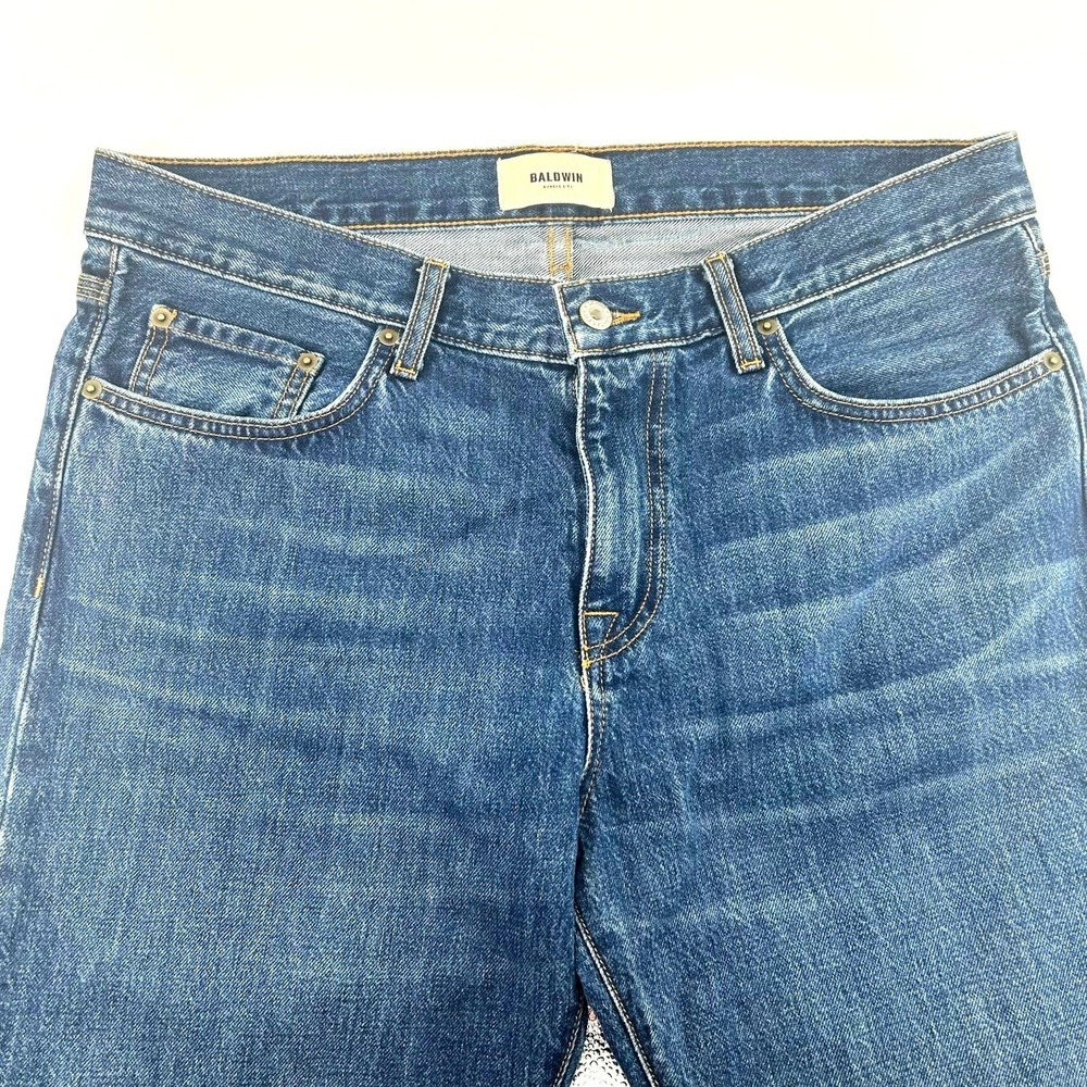 Baldwin Henley Corso Mens Jeans 34x32 Medium Blue Denim Straight Leg Classic Fit